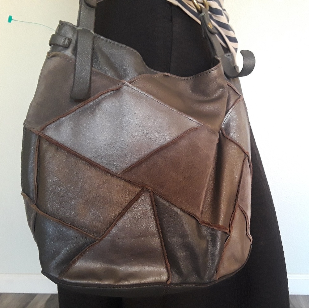 Lucky Brand Handbag Soft Leathet Gray and Brown